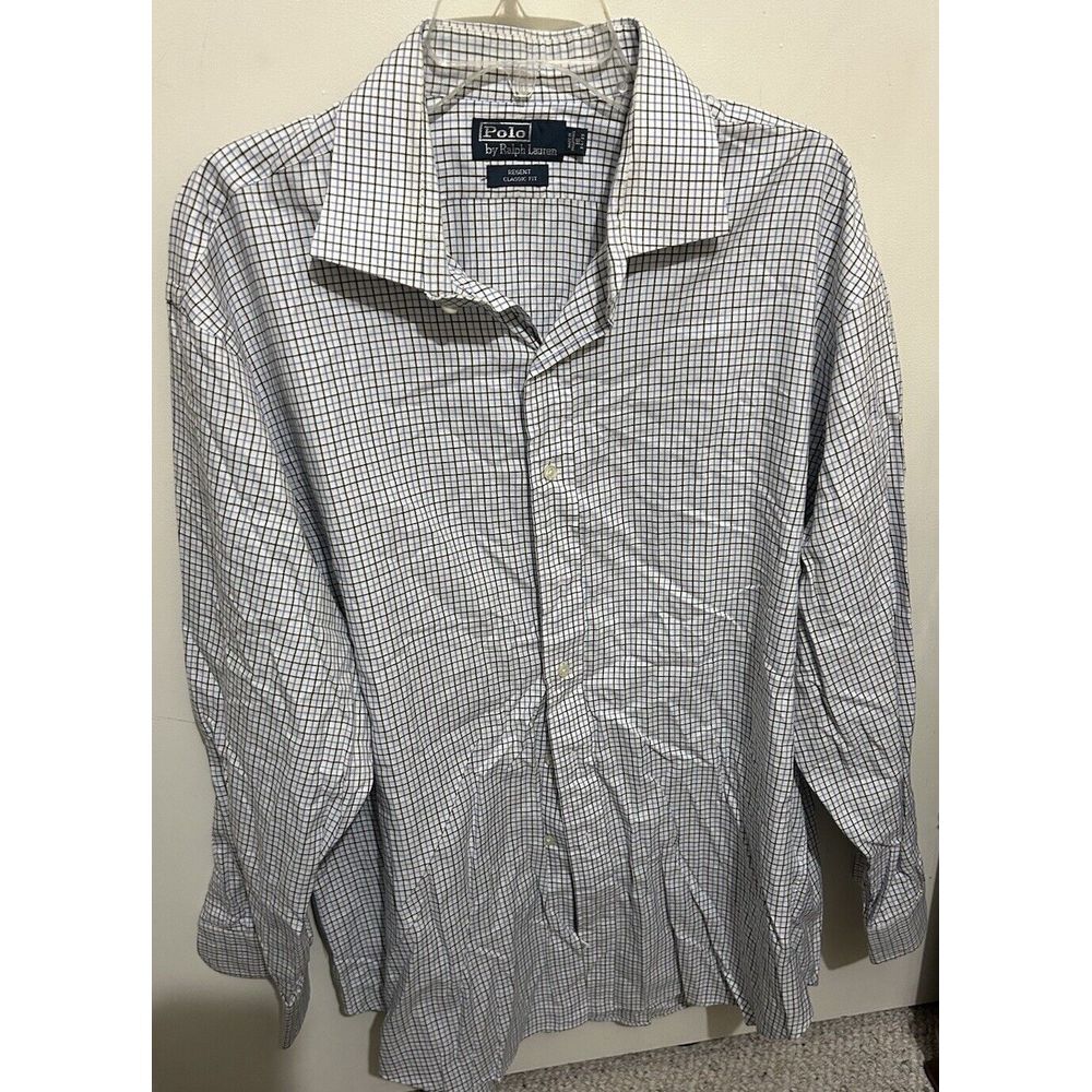 Polo Ralph‎ Lauren Men's Button Front Shirt Adult Size 18 Long Sleeve Check